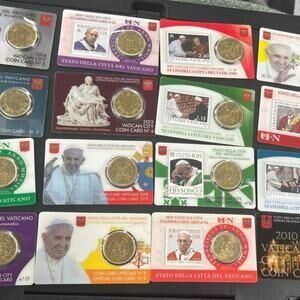 Lot Vatican City Stamp and Coin Cards Random Years 2011-21